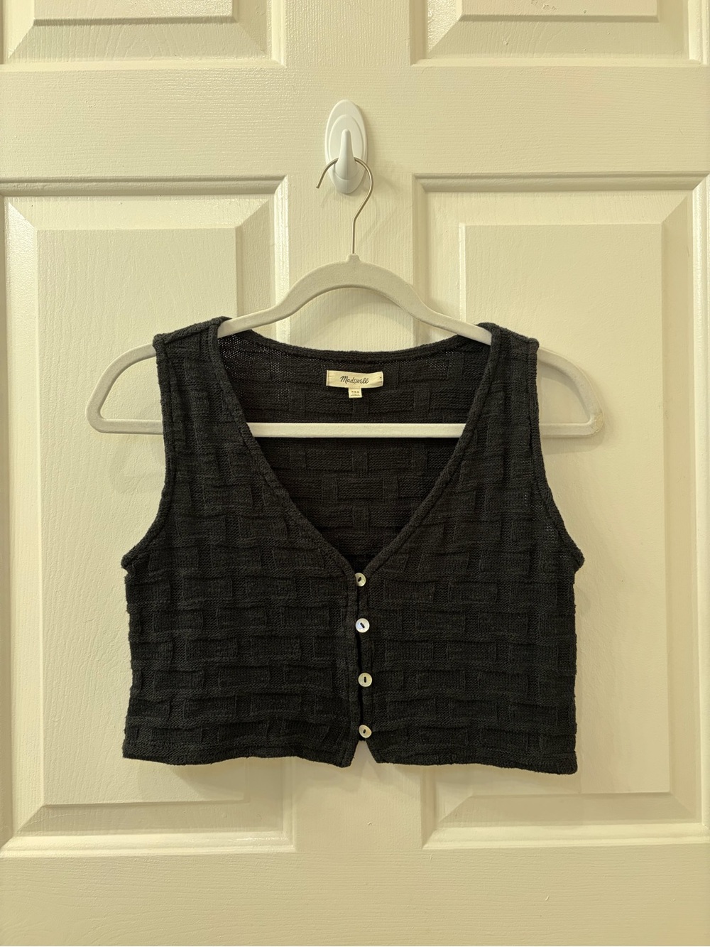 Madewell basket weave crop vest black size XXS